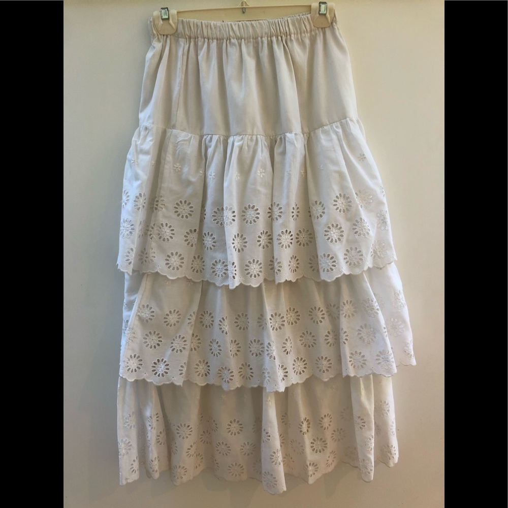 Tiered eyelet skirt